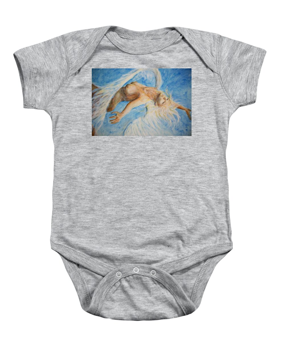 Angel Baby Onesie featuring the painting Angel Drifter - Up Close by Nik Helbig