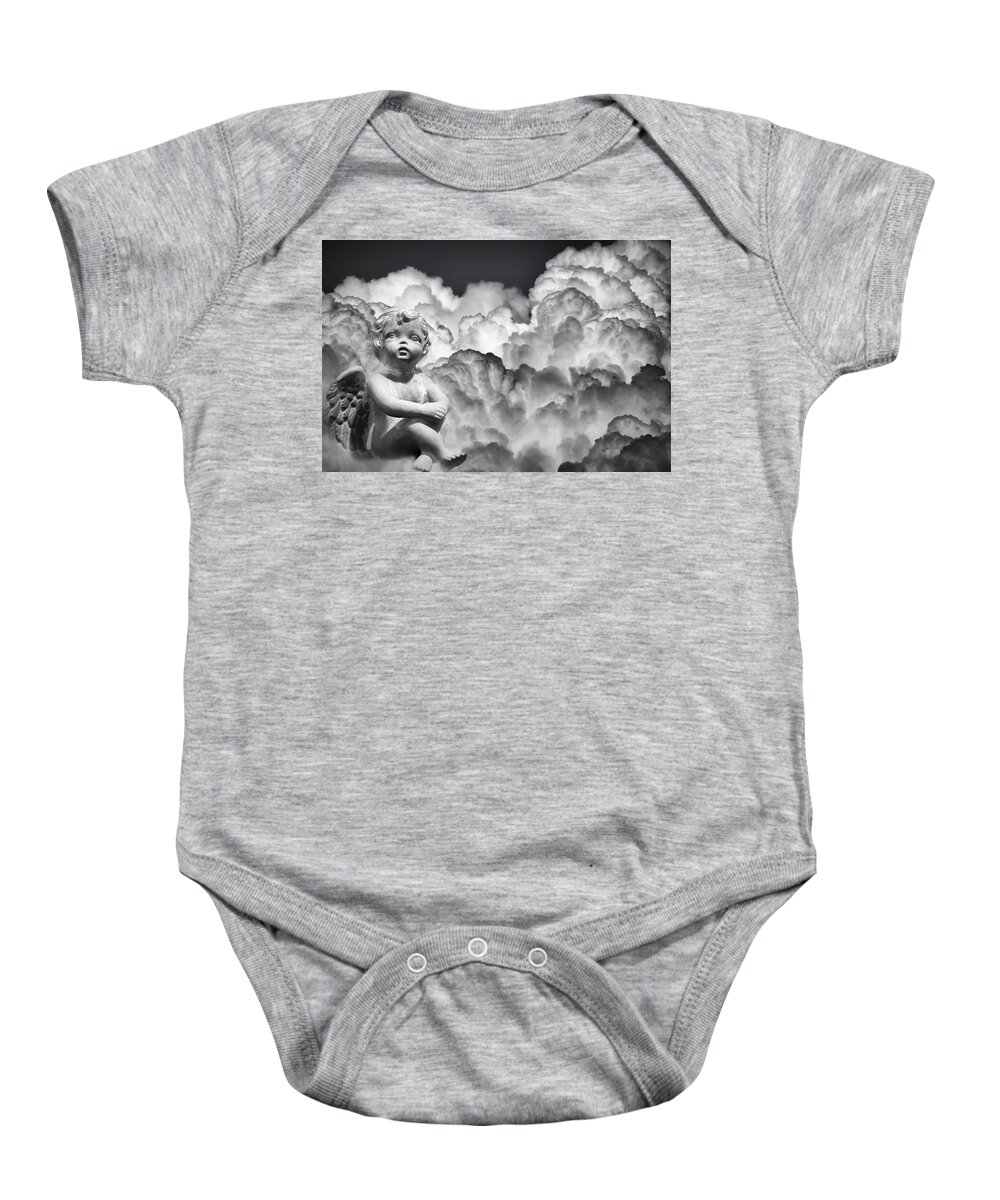 Angel Baby Onesie featuring the photograph Angel in the Clouds by Carolyn Marshall