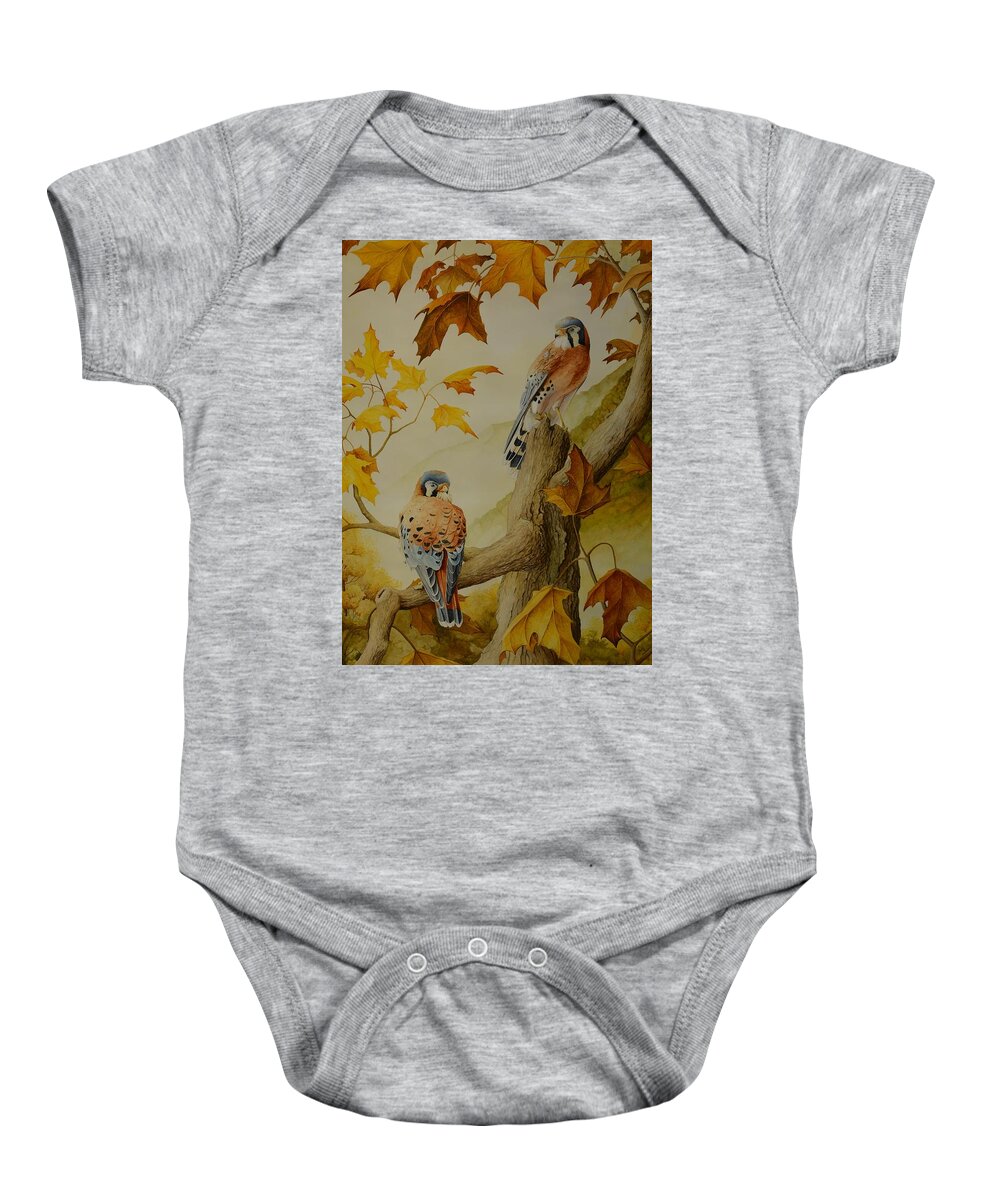 Bird Baby Onesie featuring the painting Appalachian Autumn by Charles Owens
