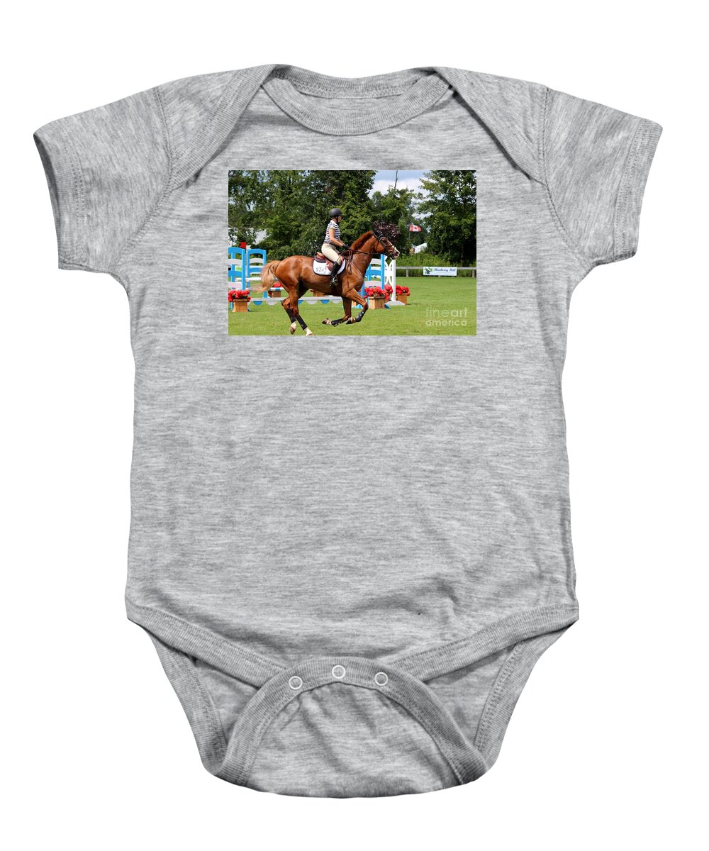 Horse Baby Onesie featuring the photograph At-c-jumper150 by Janice Byer