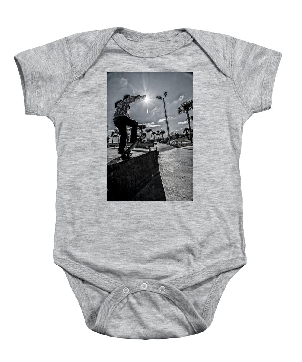 Skate Baby Onesie featuring the photograph At The Park by Kevin Cable
