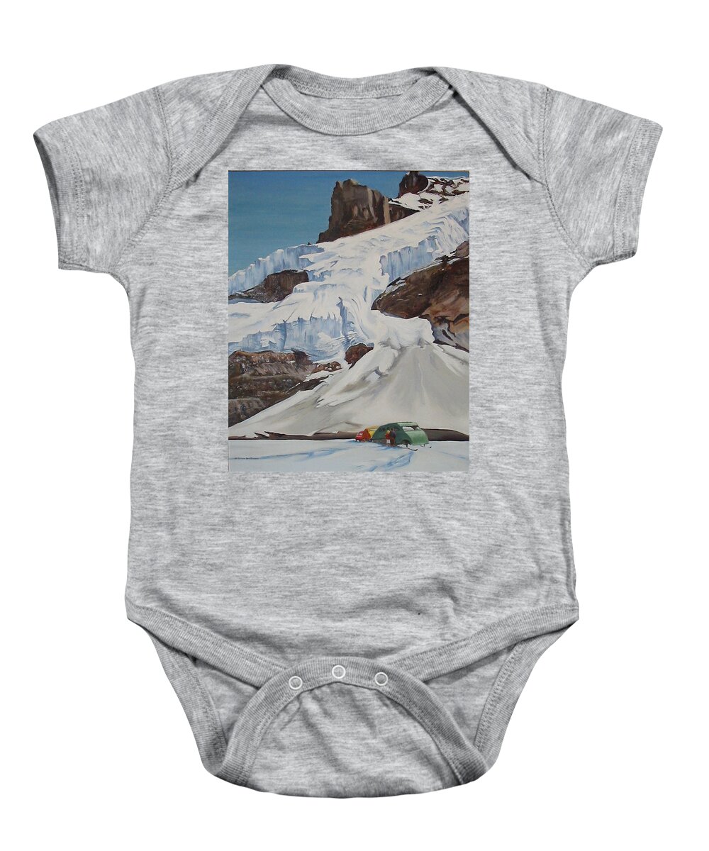 Galcier Baby Onesie featuring the painting Athabaska 1956 by Lin Grosvenor