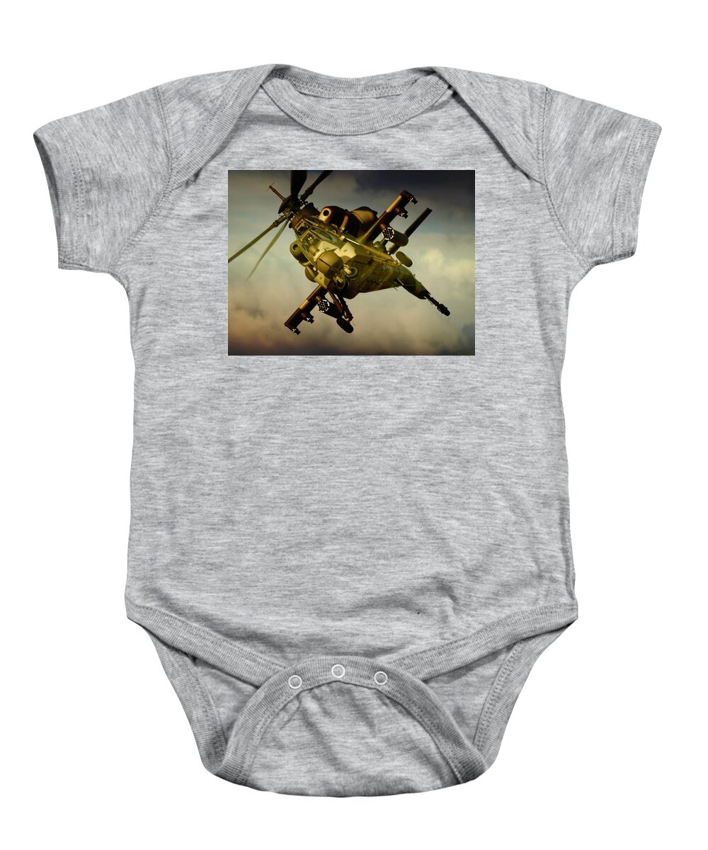 Atlas Rooivalk Baby Onesie featuring the photograph Attacking Rooivalk by Paul Job