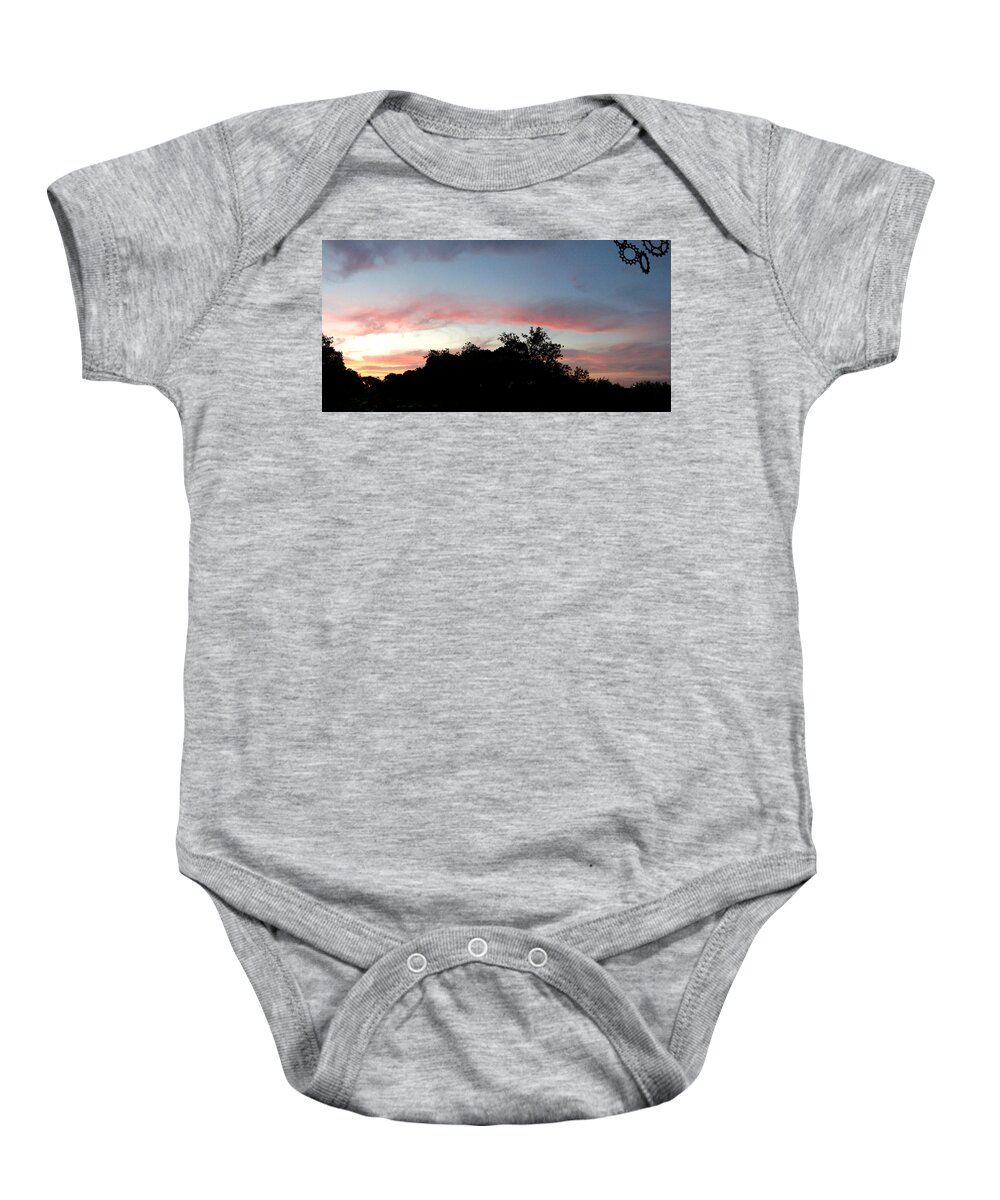 Austin Baby Onesie featuring the painting Austin Sunset by Troy Caperton