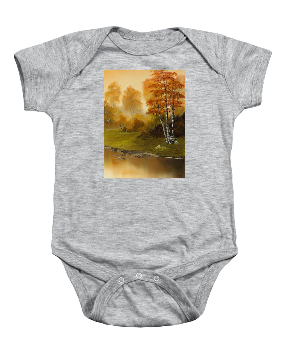 Landscape Baby Onesie featuring the painting Autumn Splendor by Chris Steele