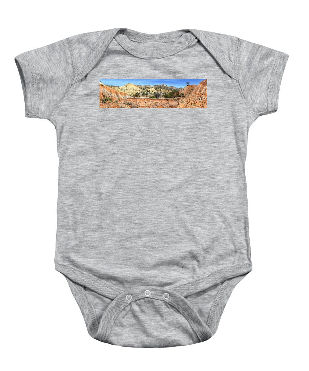 Desert Baby Onesie featuring the photograph Backroads Utah Panoramic by Mike McGlothlen