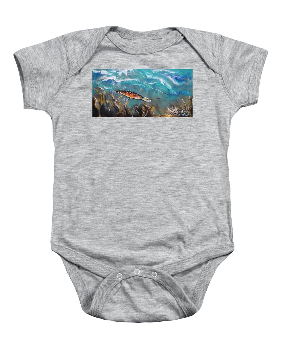 Fishing Baby Onesie featuring the painting Bagley's Deep Dive by Chad Berglund