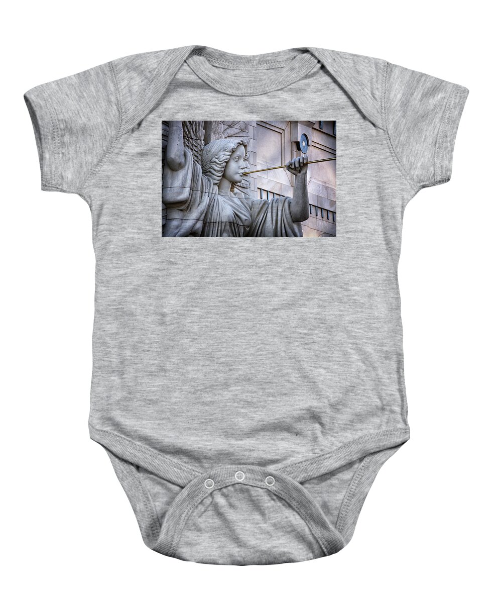 Angel Baby Onesie featuring the photograph Bass Hall Angel II by Joan Carroll