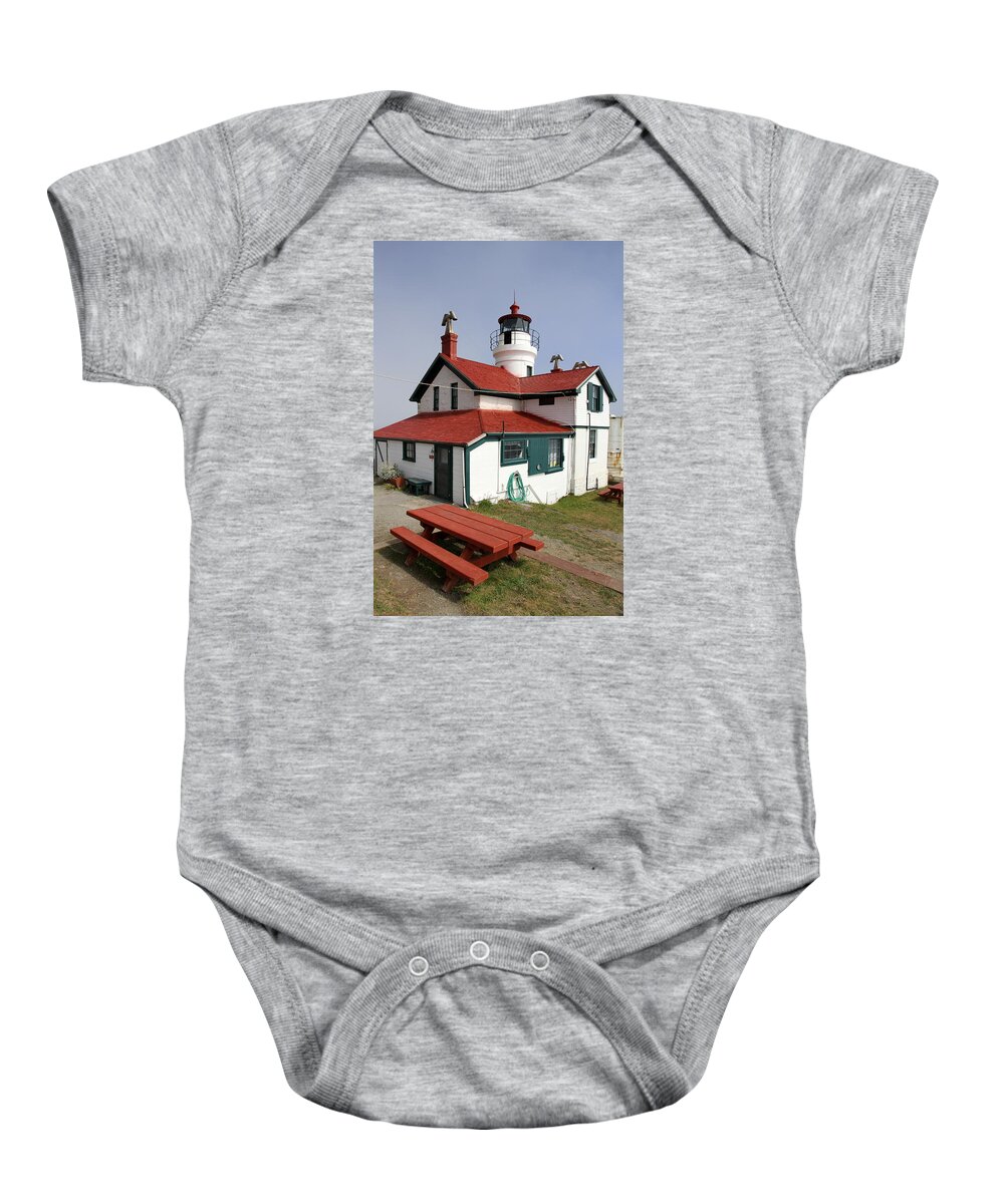 Battery Point Light Baby Onesie featuring the photograph Battery Point Light by Christiane Schulze Art And Photography