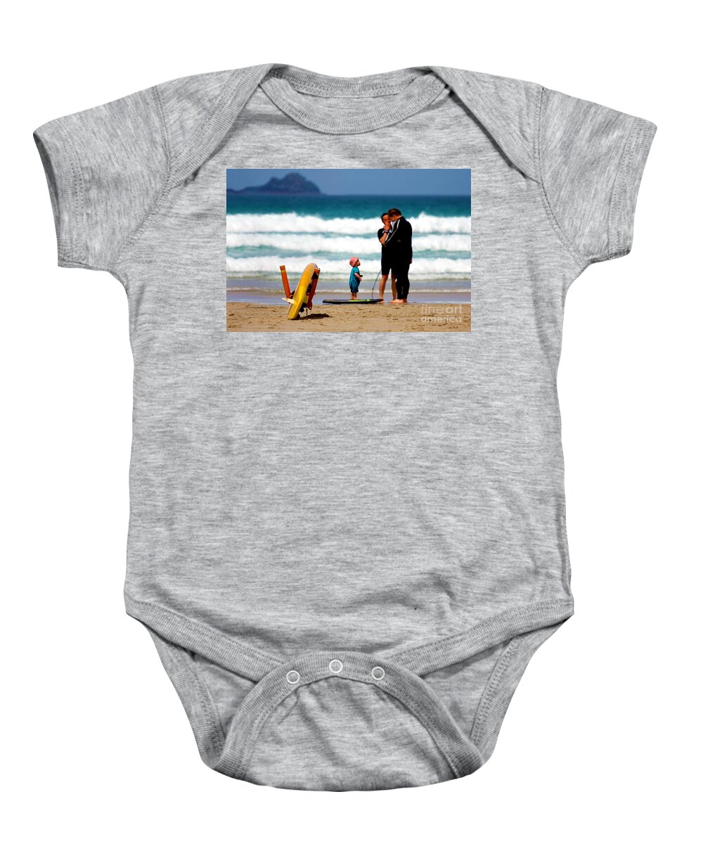 Cornwall Baby Onesie featuring the photograph Beach Baby by Terri Waters