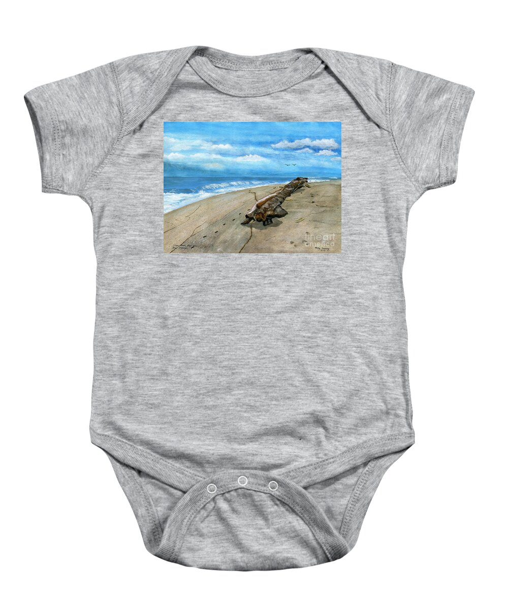 Bali Baby Onesie featuring the painting Beach Drift Wood by Melly Terpening