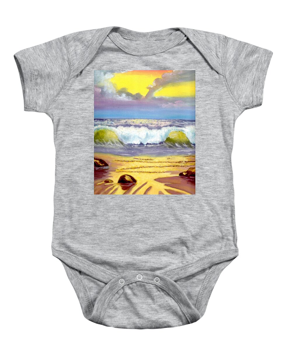 Landscapes Baby Onesie featuring the painting Beautiful Beach by Cassy Allsworth