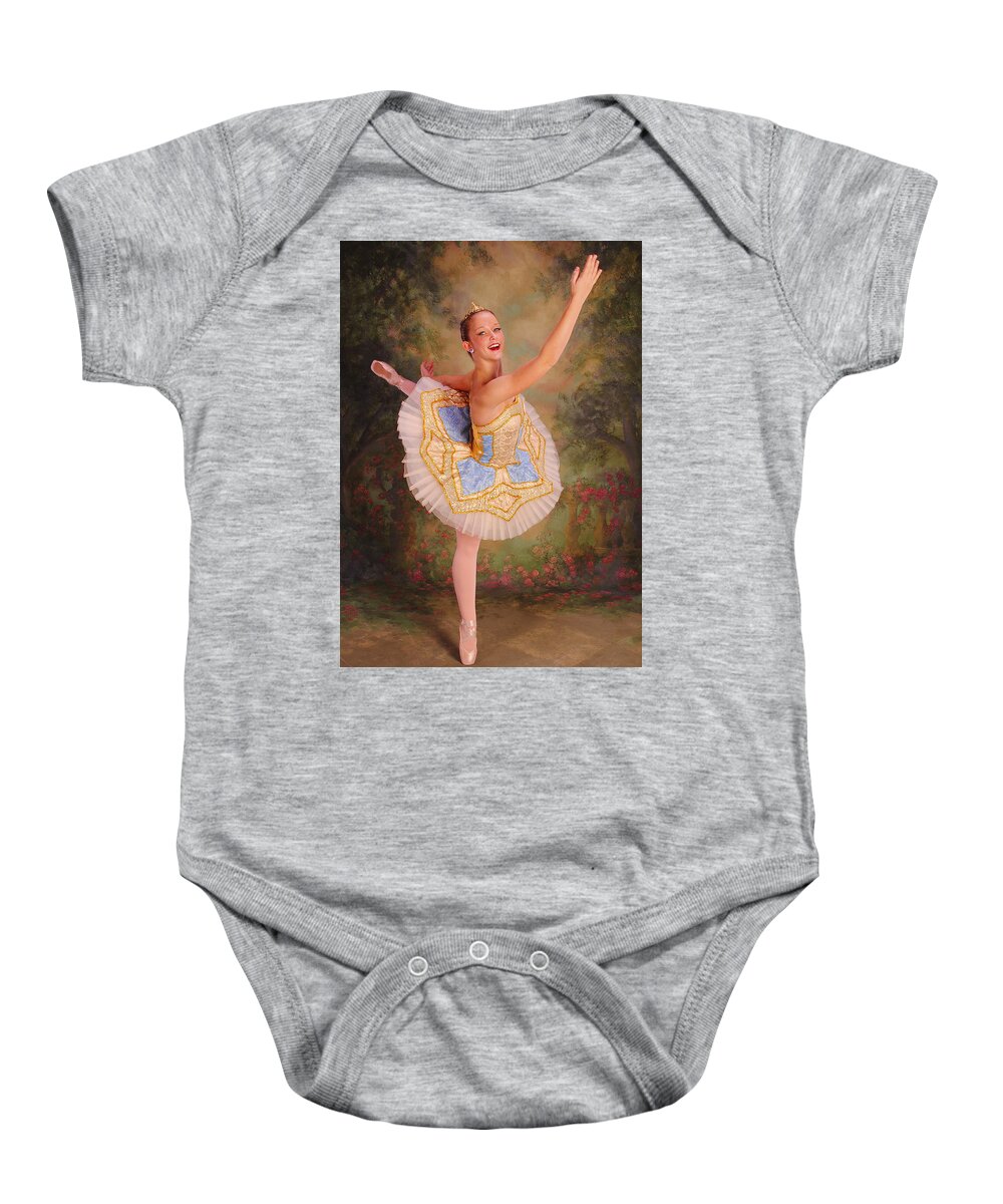 Beauty Ballerina Baby Onesie featuring the digital art Beauty The Ballerina by Pamela Smale Williams