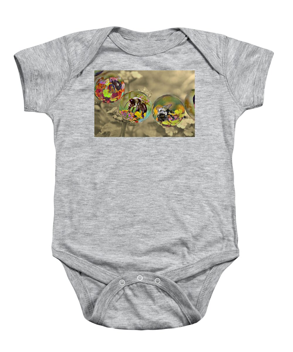 Bee Baby Onesie featuring the photograph Bees by Savannah Gibbs