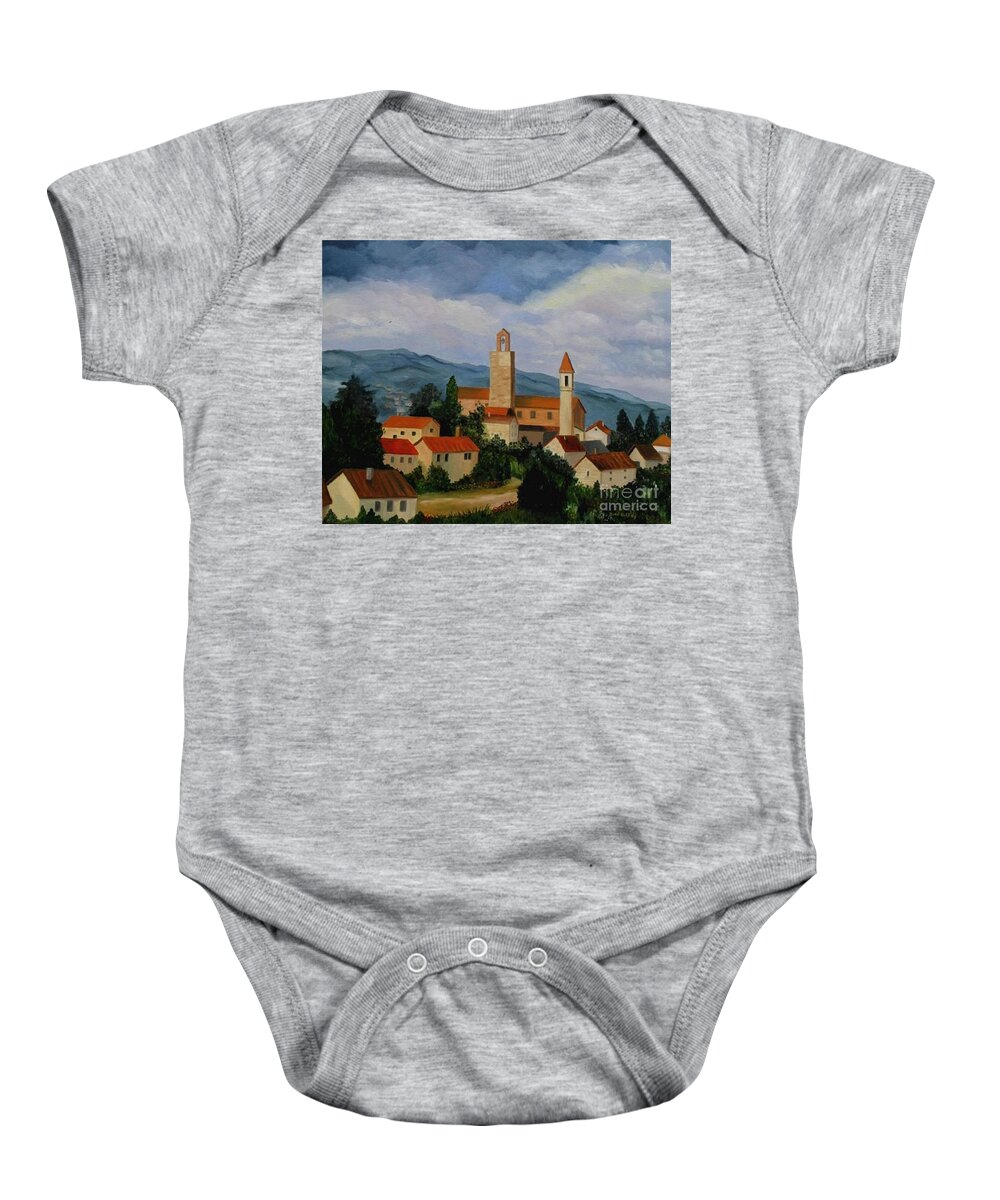 Italy Baby Onesie featuring the painting Bell Tower of Vinci by Julie Brugh Riffey