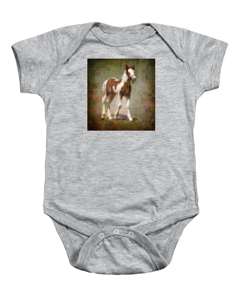 Gypsy Horse Baby Onesie featuring the mixed media Bella Rose by Fran J Scott