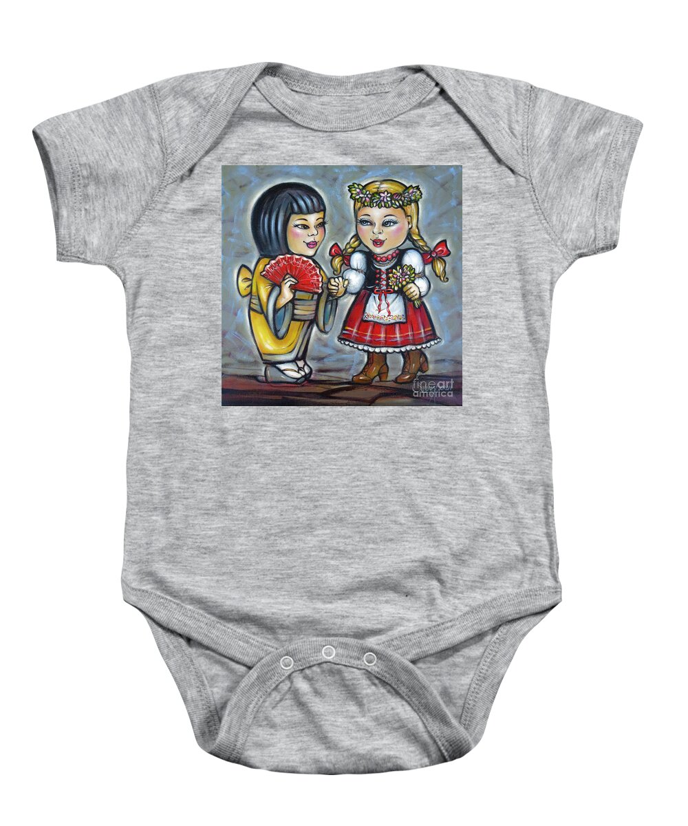 Young Girls Baby Onesie featuring the painting Best Friends 171011 by Selena Boron