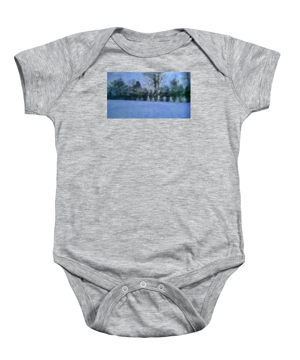 Landscape Baby Onesie featuring the painting Blue Dawn by RC DeWinter