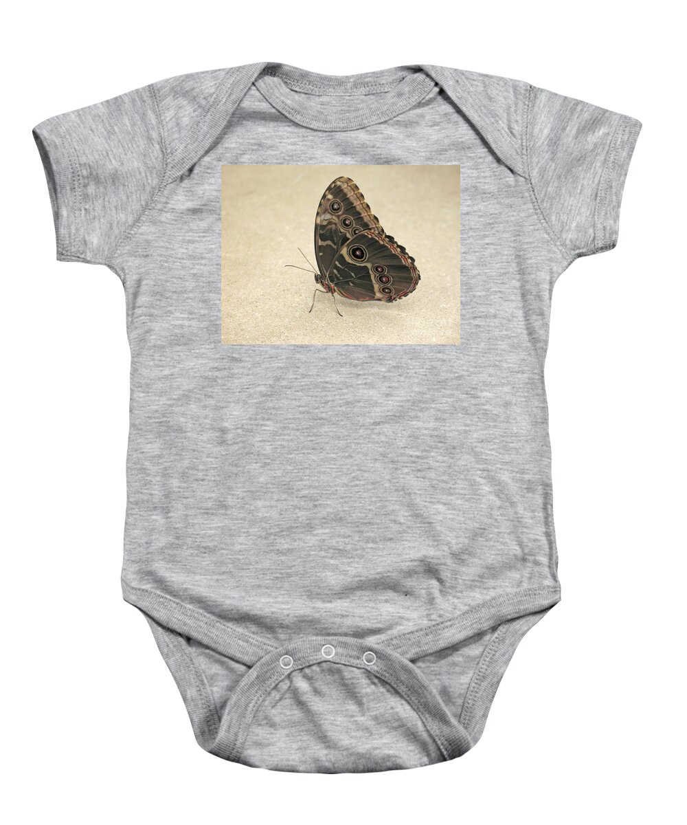 Butterfly Baby Onesie featuring the photograph Blue Morpho by Ann Horn