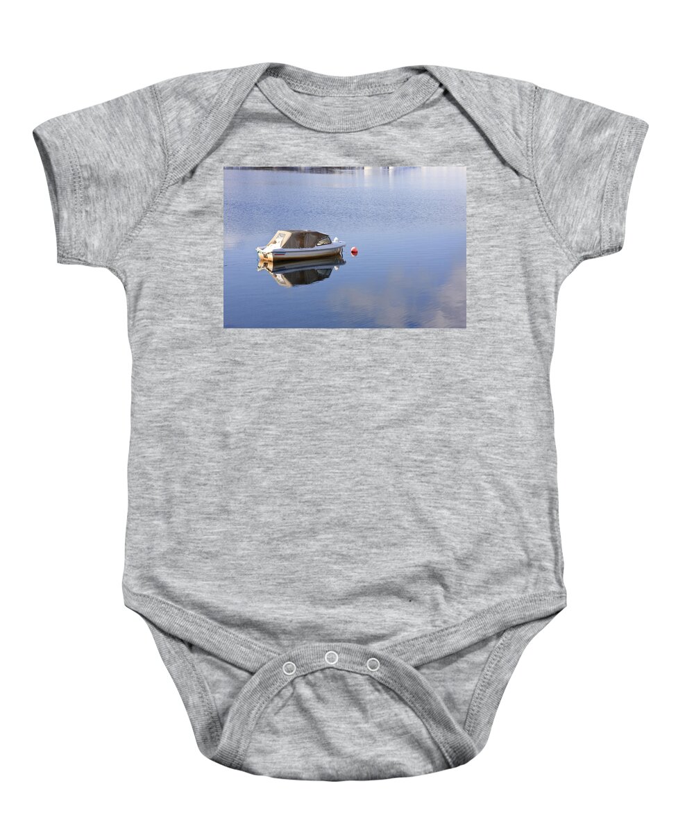 Boat Baby Onesie featuring the photograph Boat at anchor by Sue Leonard