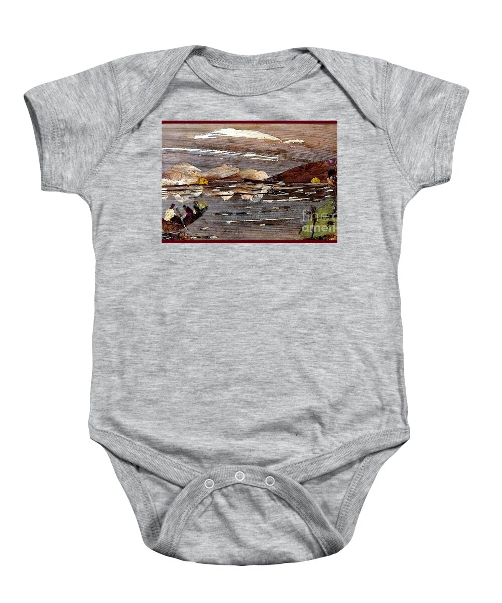 Boating Scene Baby Onesie featuring the mixed media Boating in river by Basant Soni