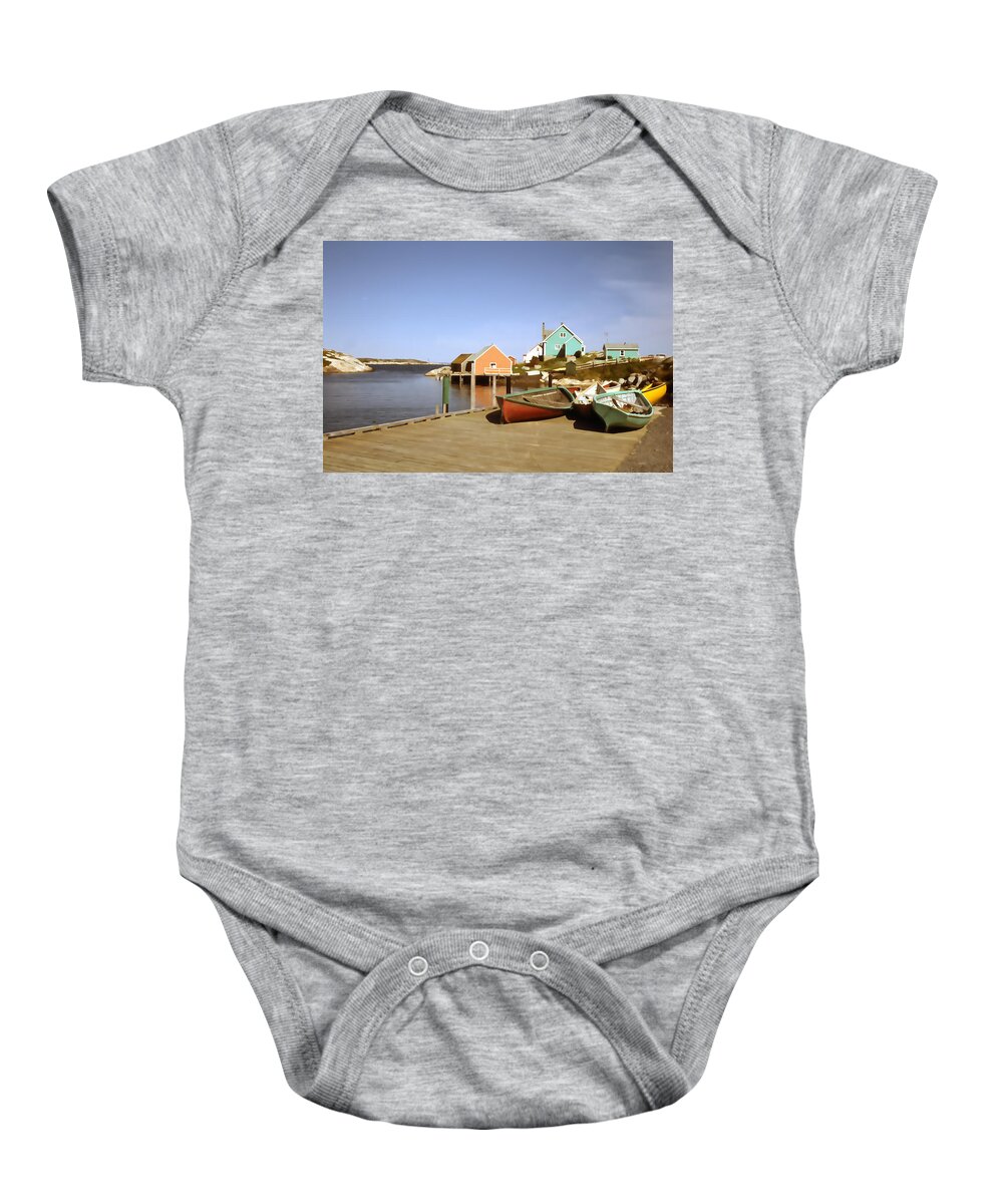 Canoes Baby Onesie featuring the photograph Boats Vintage by Cathy Anderson