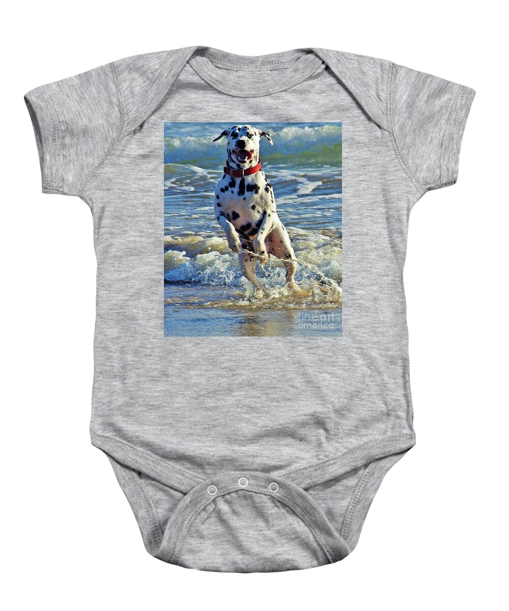 Bounding Happiness Baby Onesie featuring the photograph Bounding Happiness by Blair Stuart