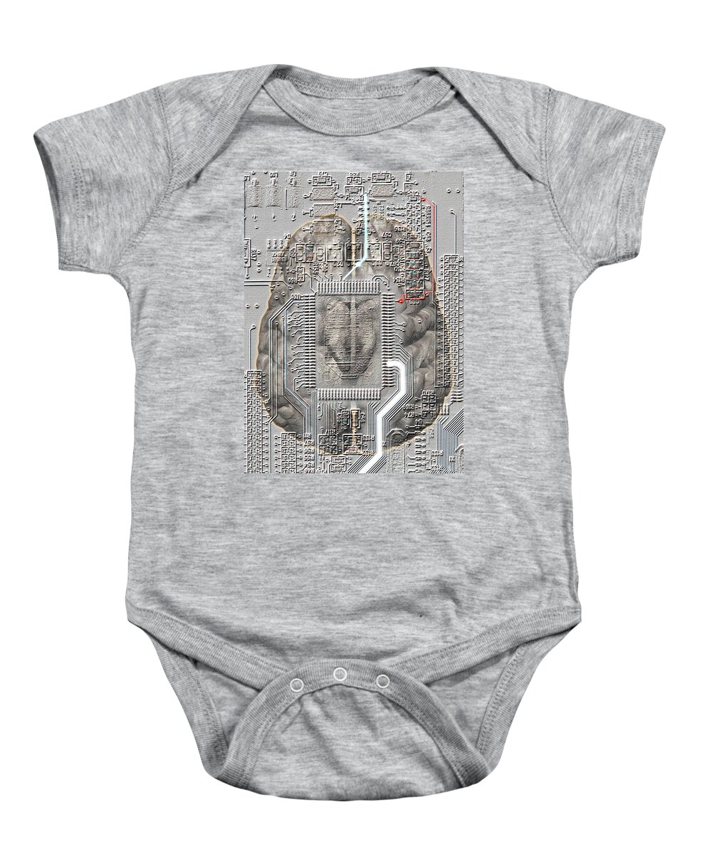 Brain-computer Interface Baby Onesie featuring the photograph Brain Circuit by Mike Agliolo