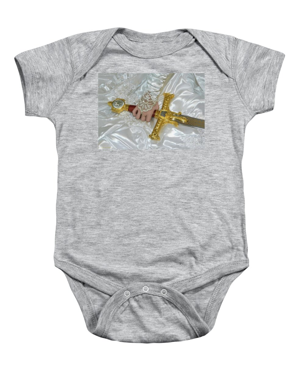 Bride Of Christ Art Baby Onesie featuring the photograph Sword In Hand by Constance Woods