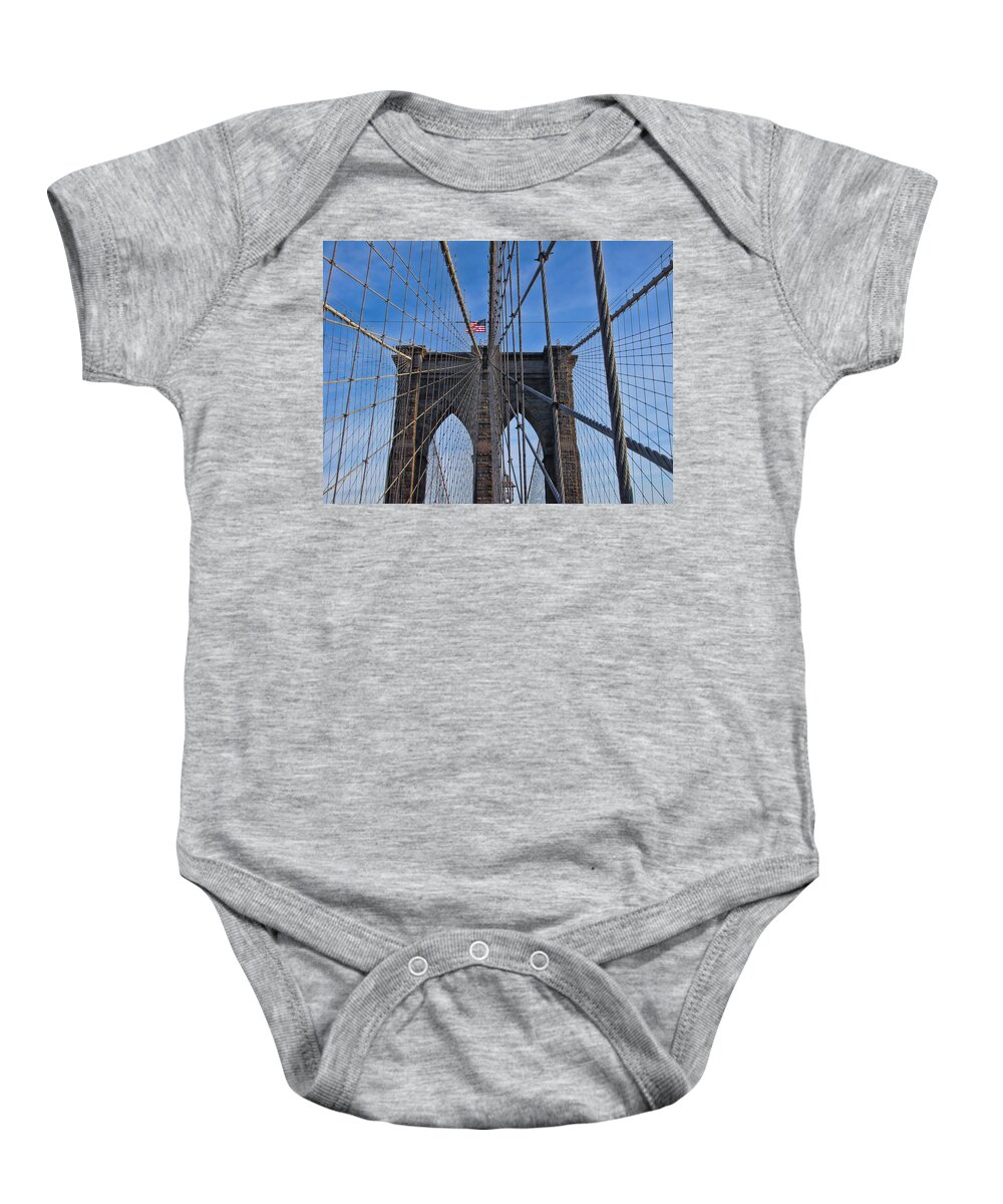 New York Baby Onesie featuring the photograph Brooklyn Bridge by David Gleeson