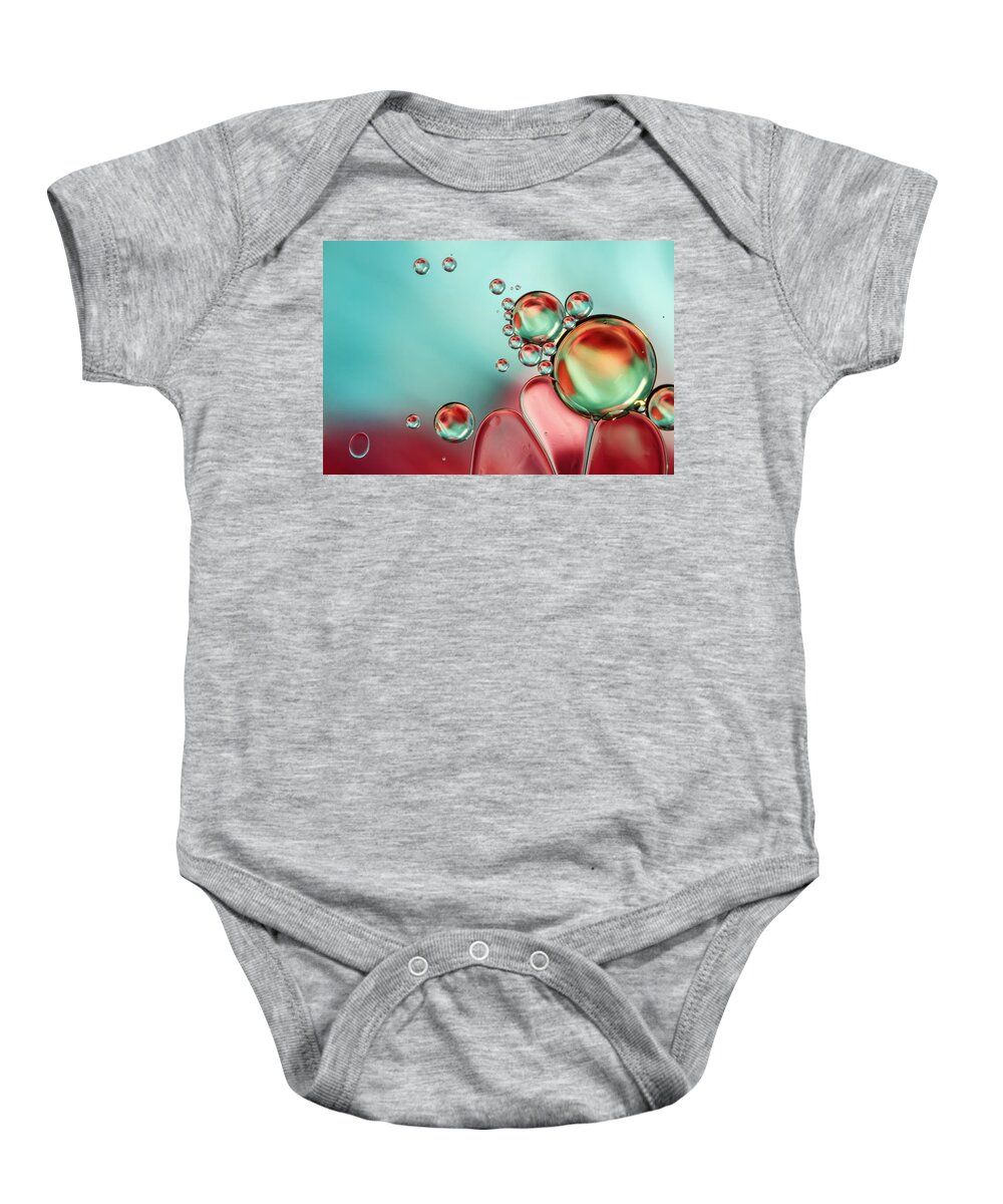 Oil Baby Onesie featuring the photograph Bubble Balance by Sharon Johnstone
