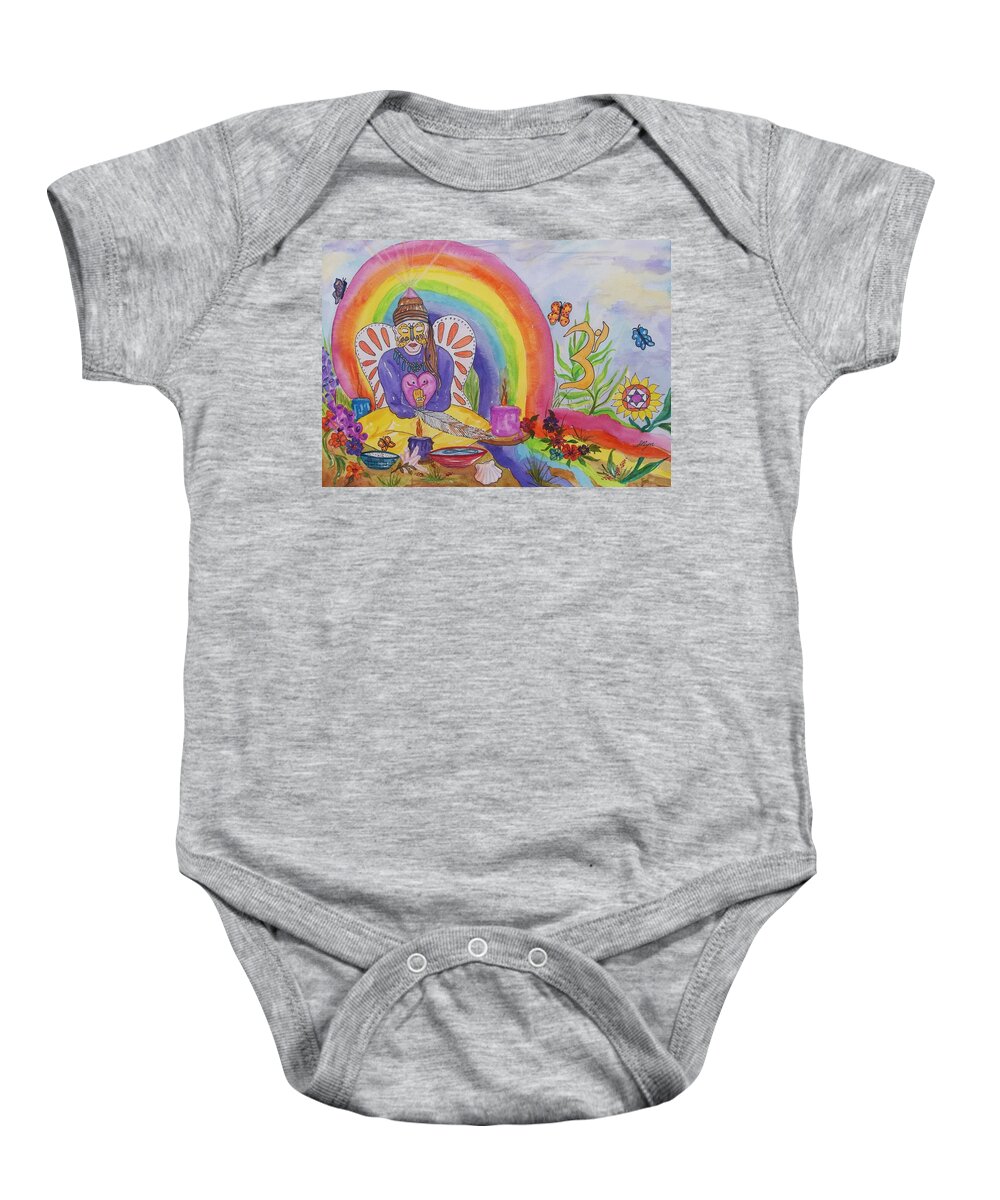 Spiritual Baby Onesie featuring the painting Butterfly Woman Healer I Am by Ellen Levinson