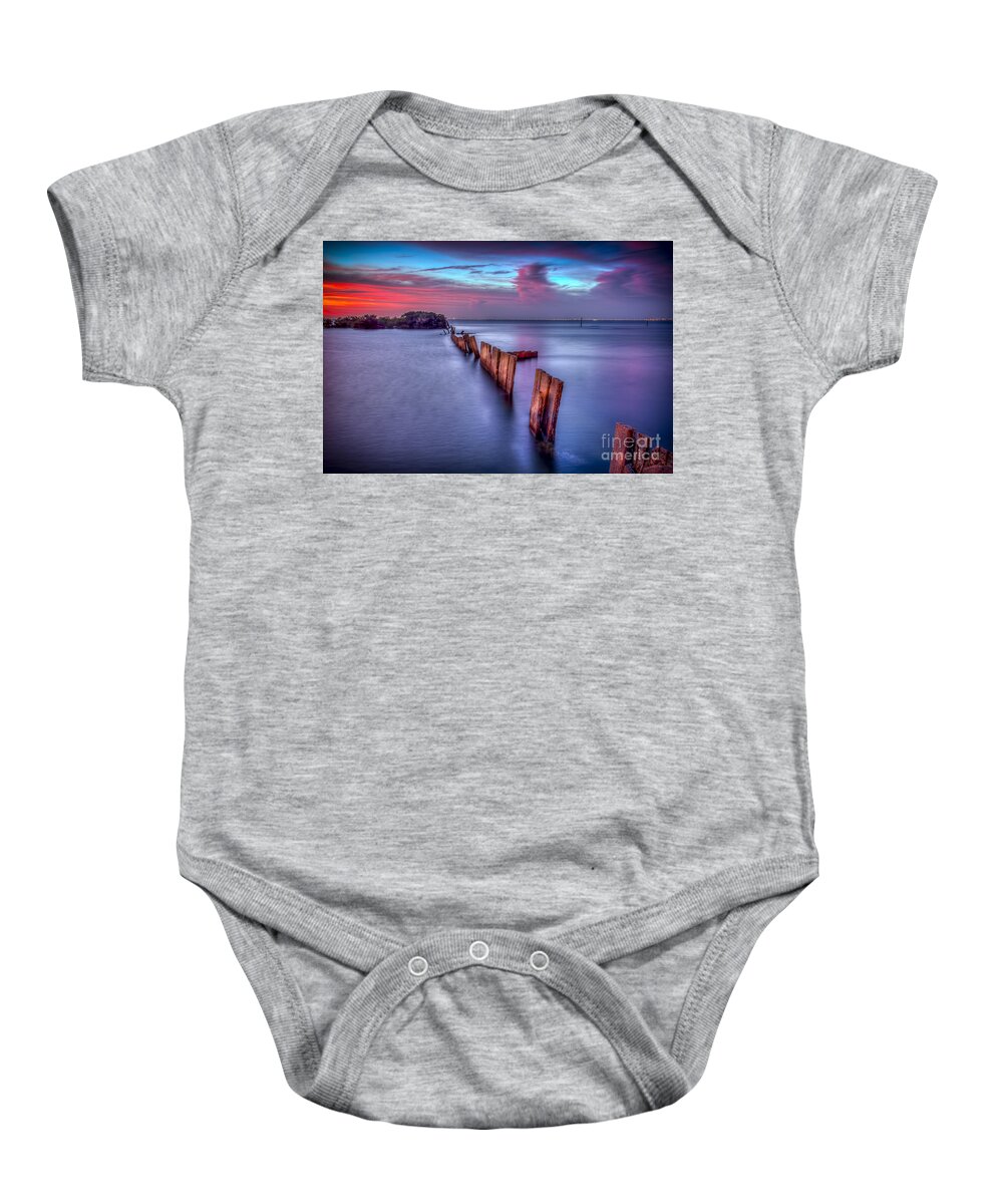 Gandy Bridge Baby Onesie featuring the photograph Calm Before The Storm by Marvin Spates