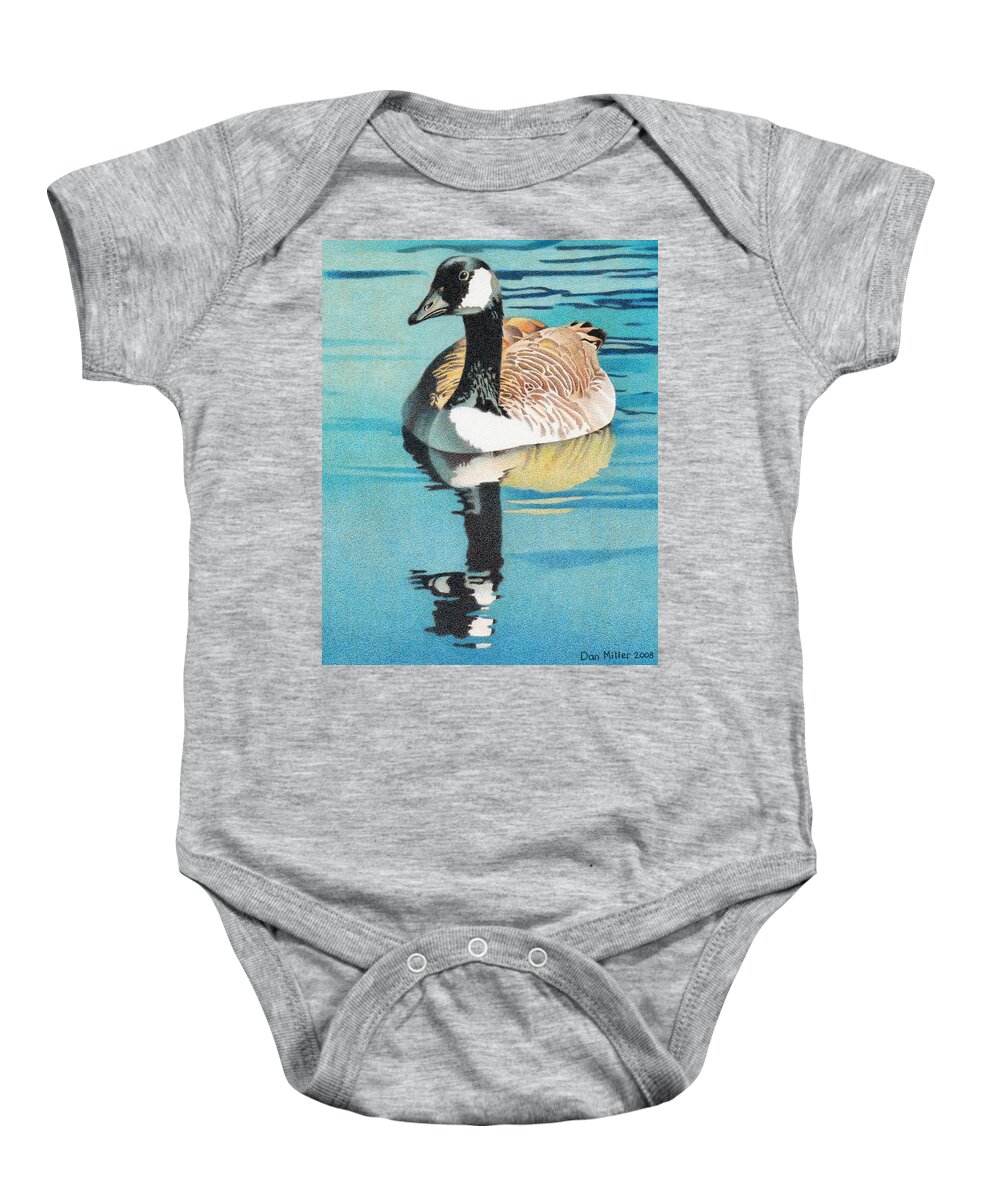 Art Baby Onesie featuring the drawing Canada Goose by Dan Miller