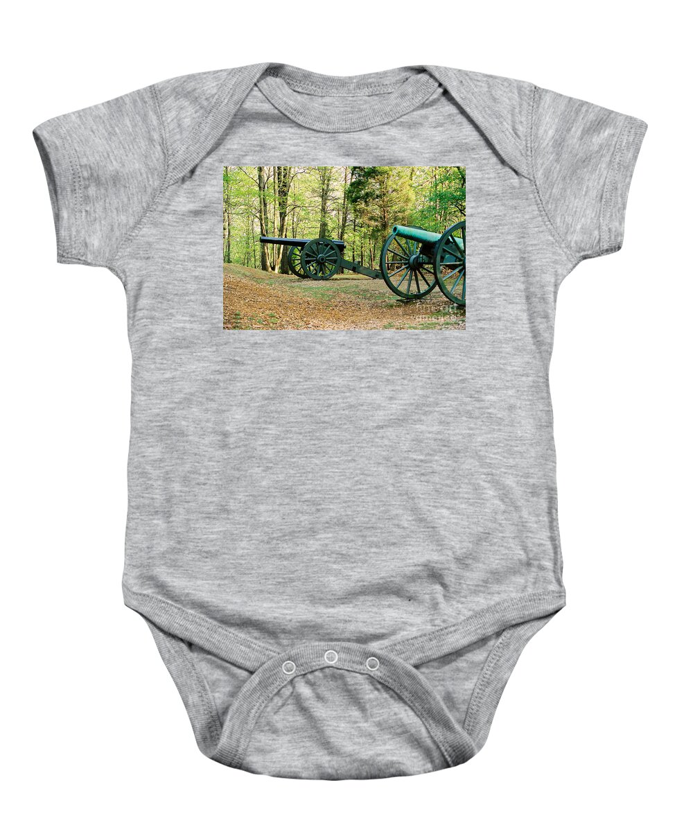 Civil War Baby Onesie featuring the photograph Cannons I by Anita Lewis