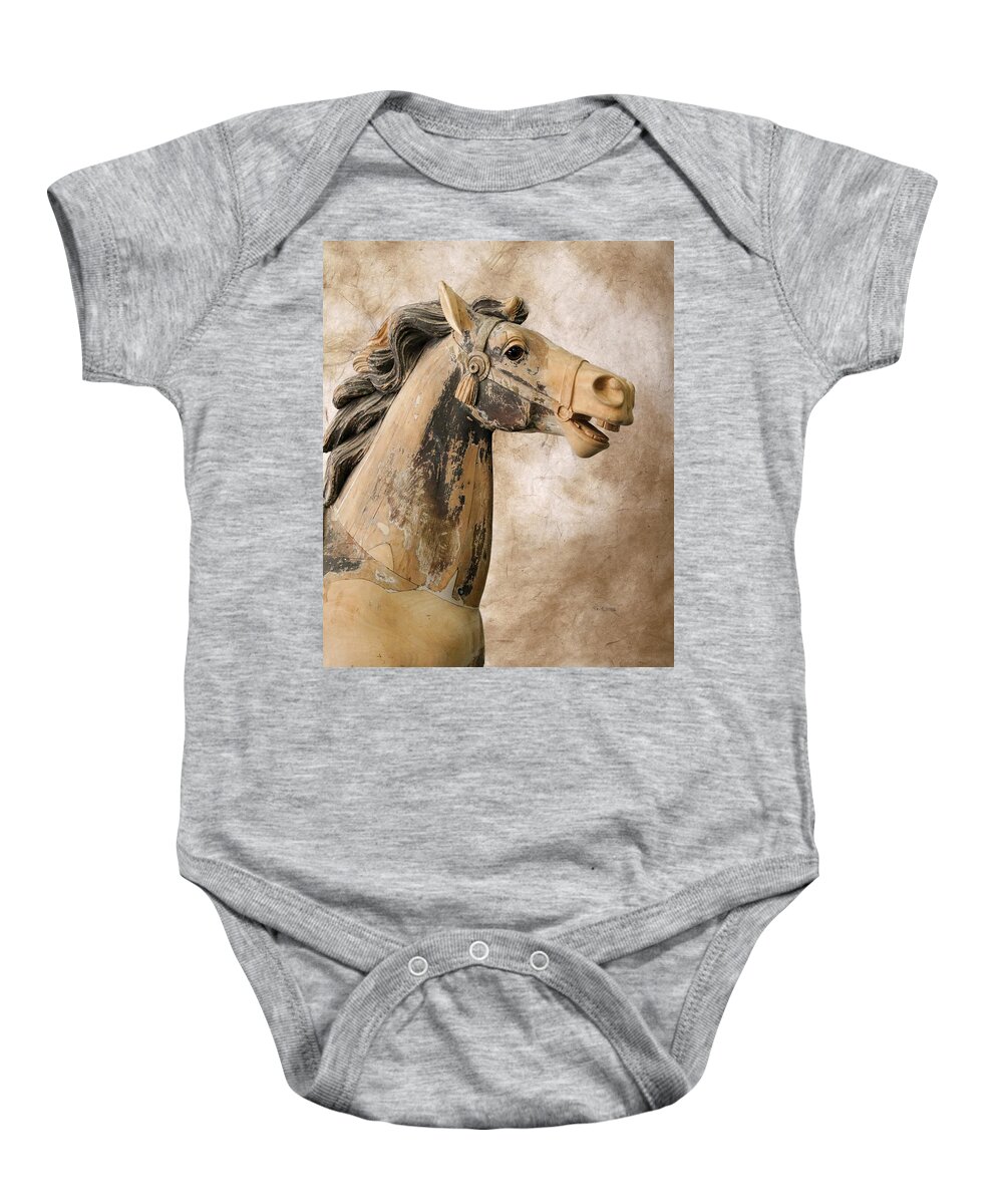 Carousel Baby Onesie featuring the photograph Carousel Pony by Steve McKinzie