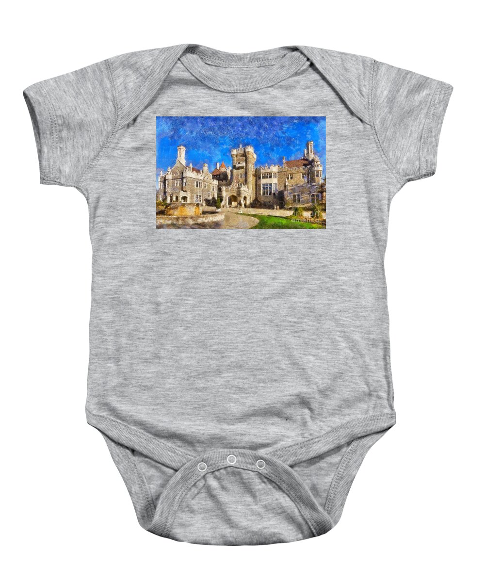 Castle Baby Onesie featuring the photograph Casa Loma castle in Toronto by Les Palenik