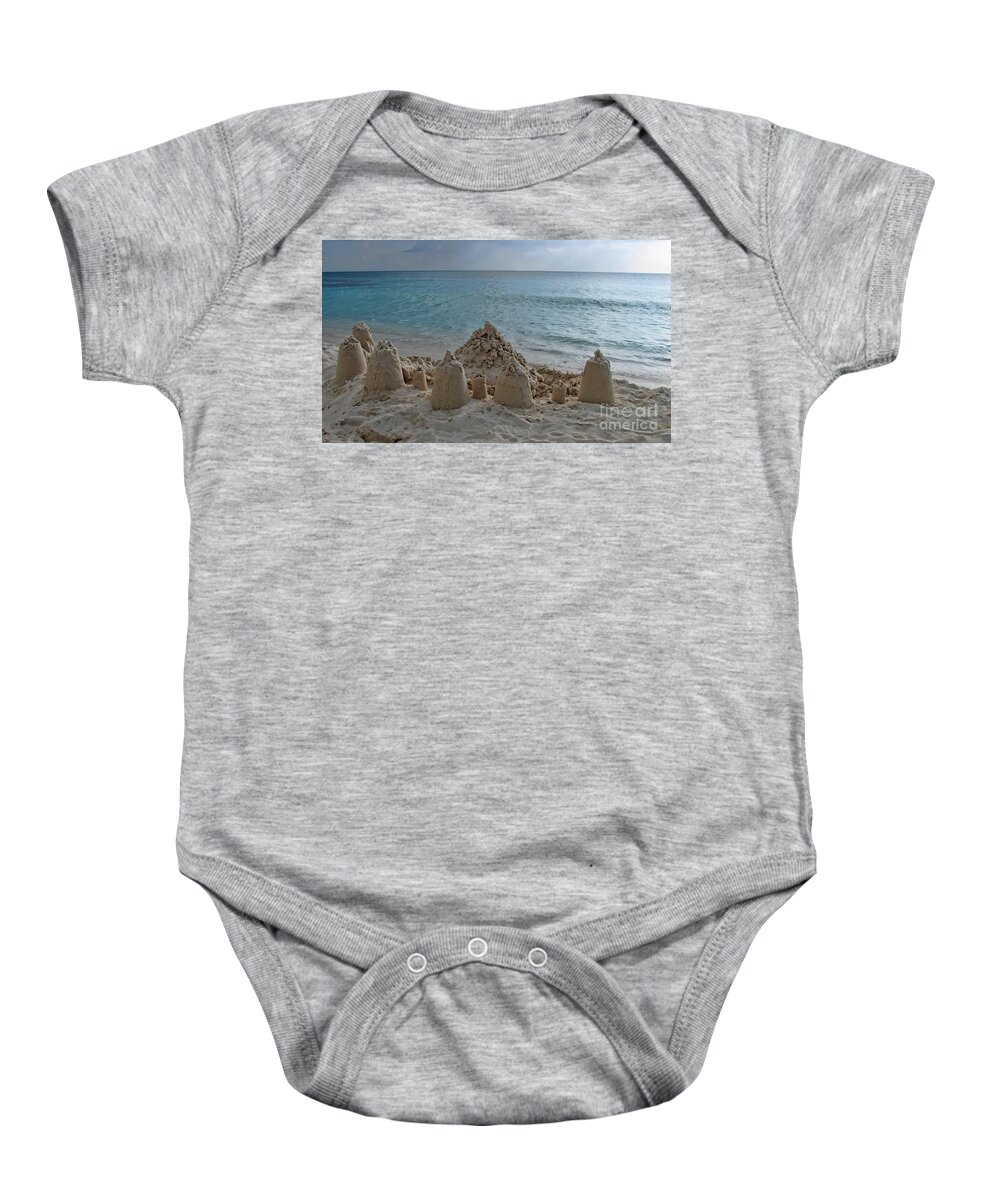 Sand Castle Baby Onesie featuring the photograph Castles In The Sand by Peggy Hughes