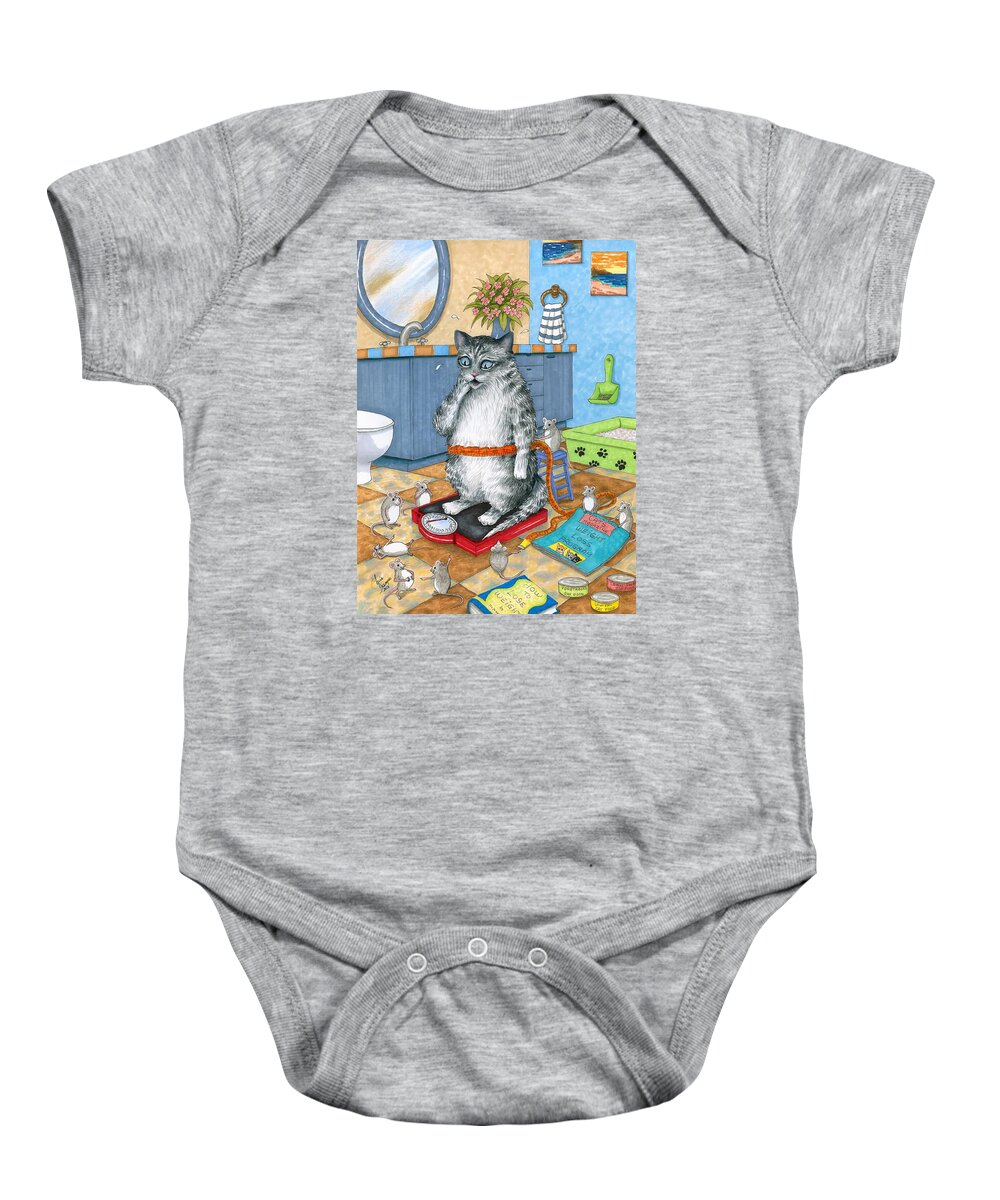 Cat Baby Onesie featuring the painting Cat 579 by Lucie Dumas
