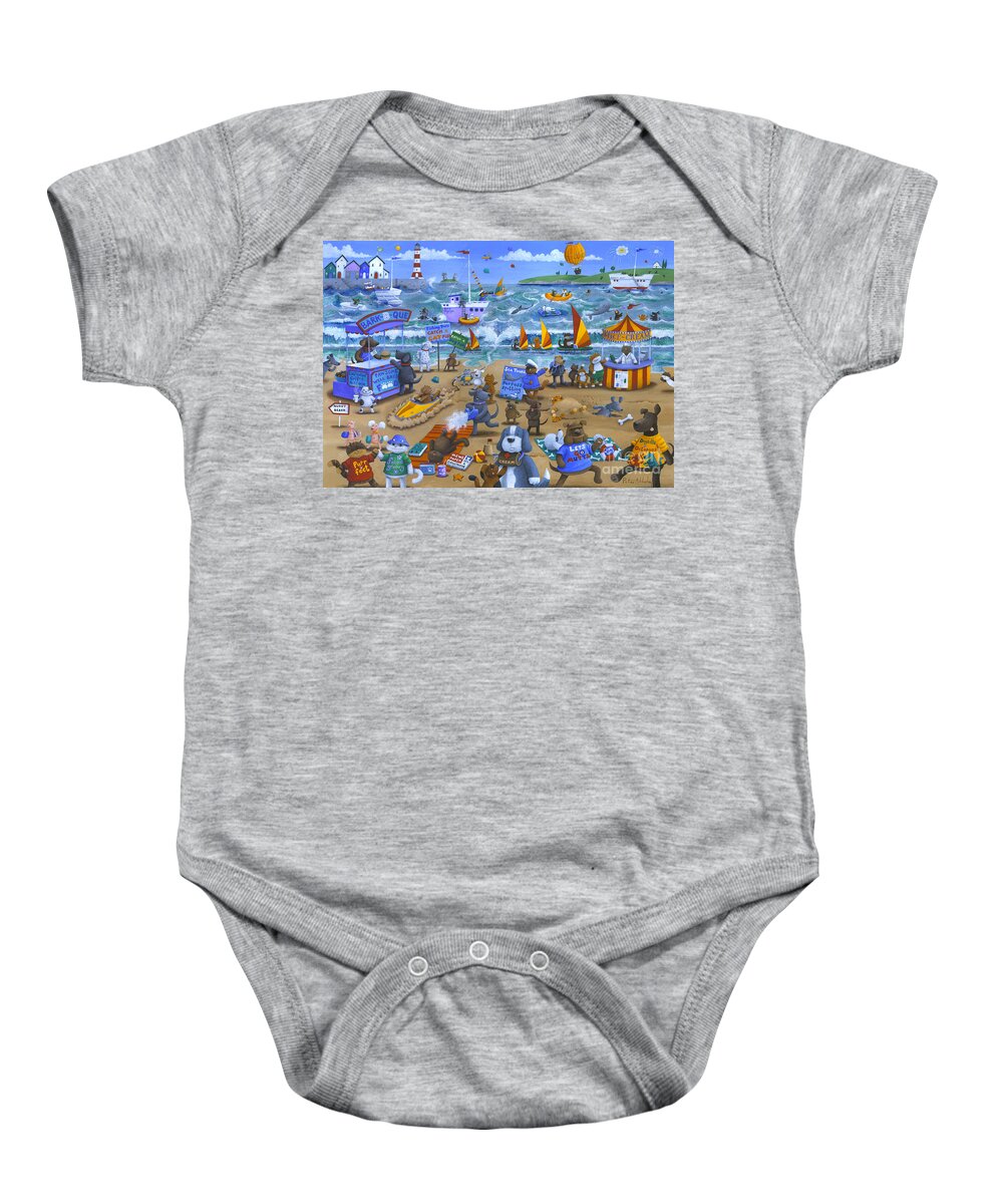 Cat Baby Onesie featuring the digital art Cats and Dogs by MGL Meiklejohn Graphics Licensing