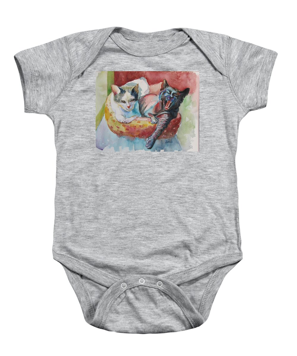 Cats Baby Onesie featuring the painting Jack and Neela by Jyotika Shroff
