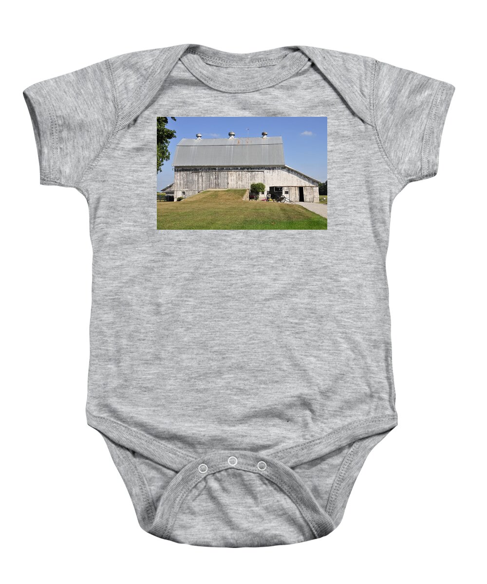 Barn Baby Onesie featuring the photograph Cedar View Farm Barn by David Arment