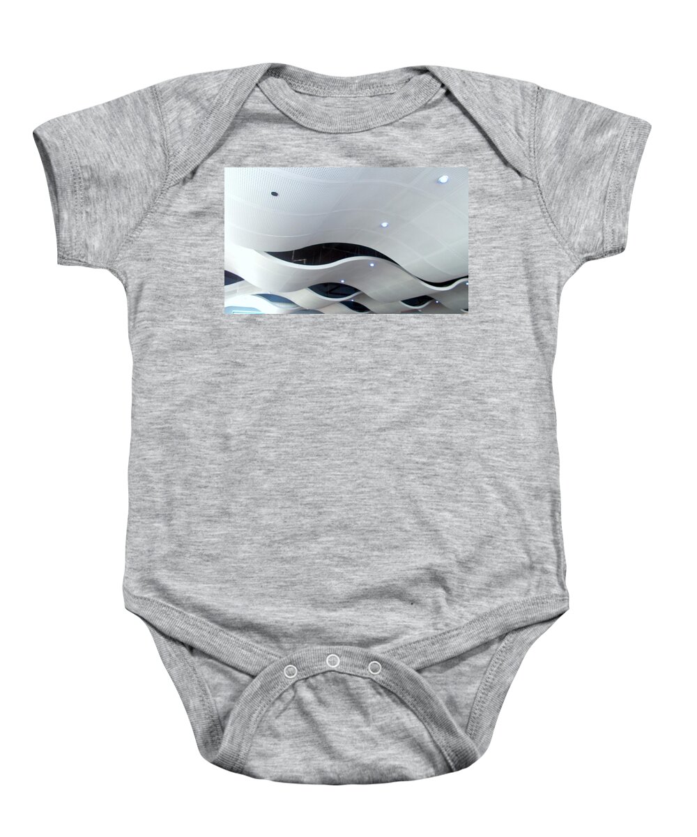 Architecture Baby Onesie featuring the photograph Ceiling Ripples by Pamela Hyde Wilson