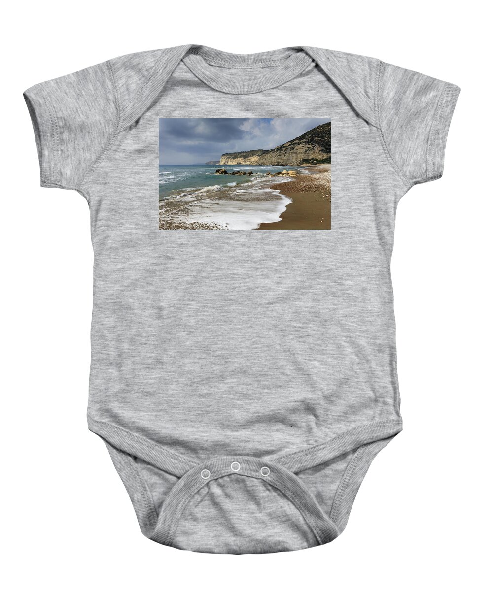 Feb0514 Baby Onesie featuring the photograph Chalk Cliff Coastline Kourion Cyprus by Duncan Usher
