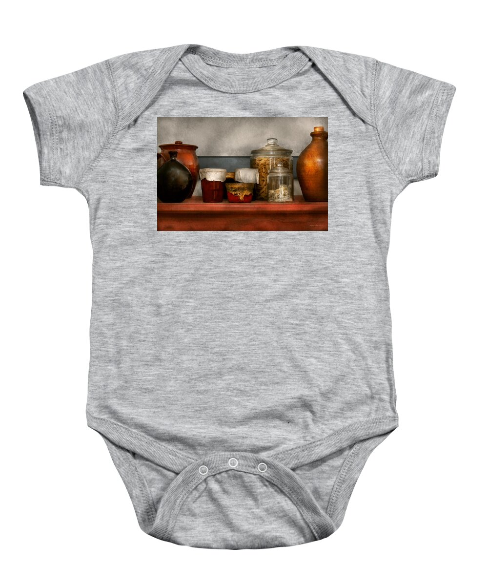 Chef Baby Onesie featuring the photograph Chef - Aunt Bessie's mantle by Mike Savad