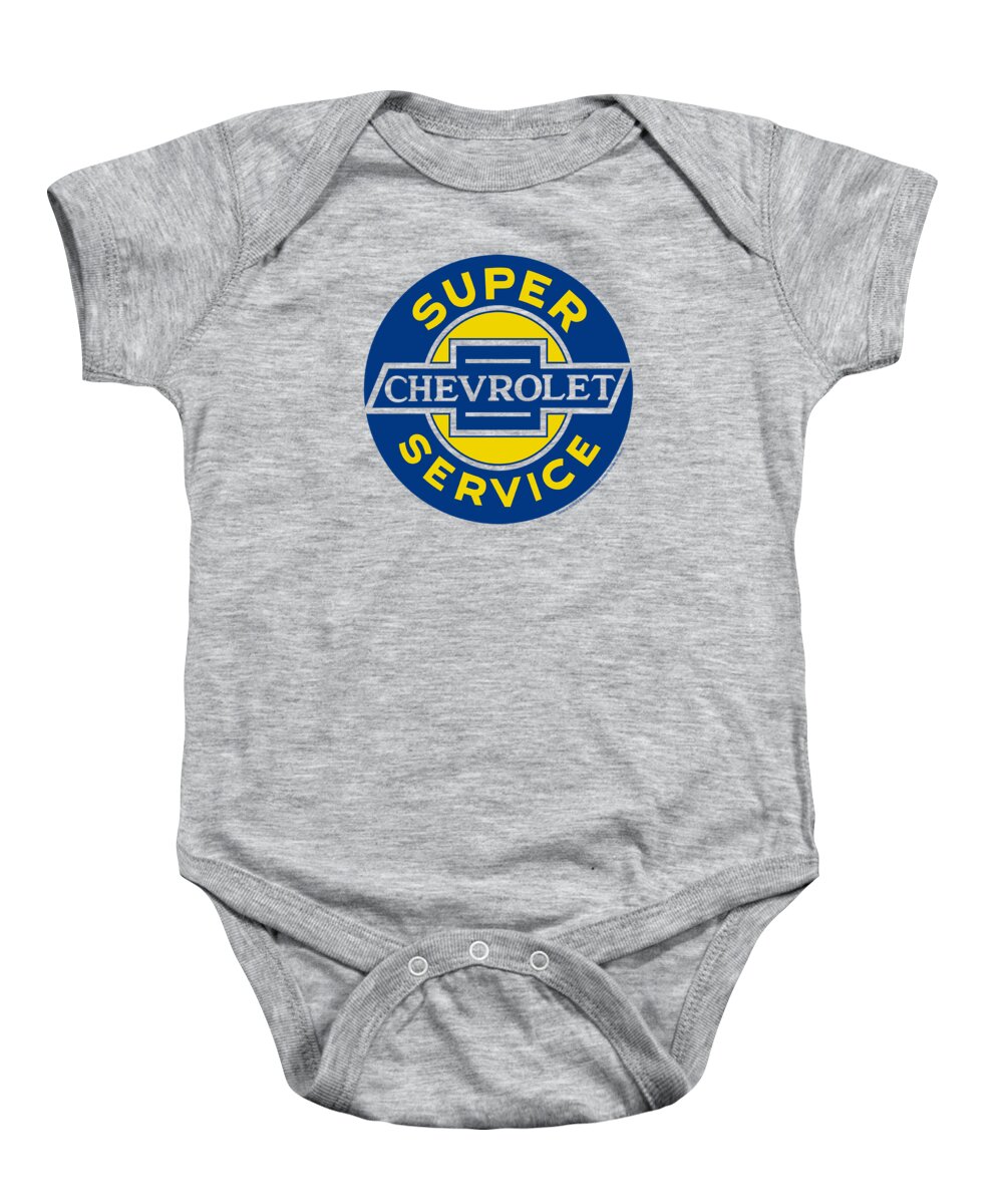  Baby Onesie featuring the digital art Chevrolet - Chevy Super Service by Brand A