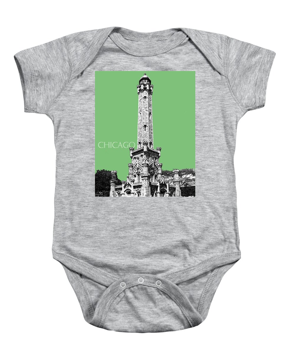 Architecture Baby Onesie featuring the digital art Chicago Water Tower - Apple by DB Artist