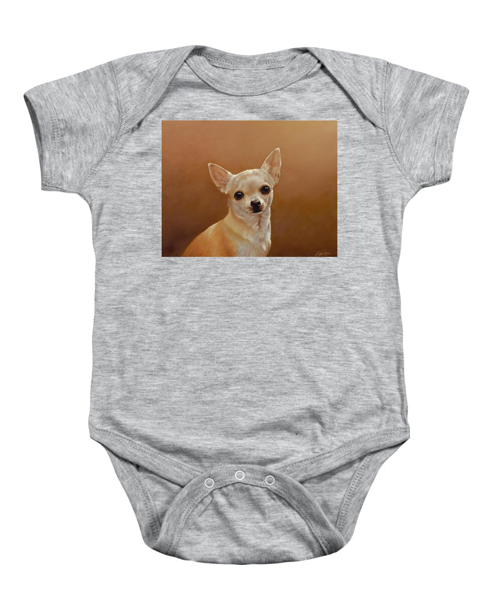 Chihuahua Baby Onesie featuring the painting Chihuahua I by John Silver