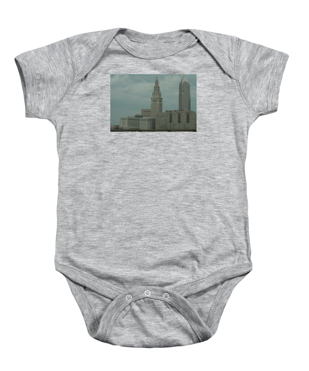 Cleveland Baby Onesie featuring the photograph Cleveland Ohio Skyscrapers by Valerie Collins
