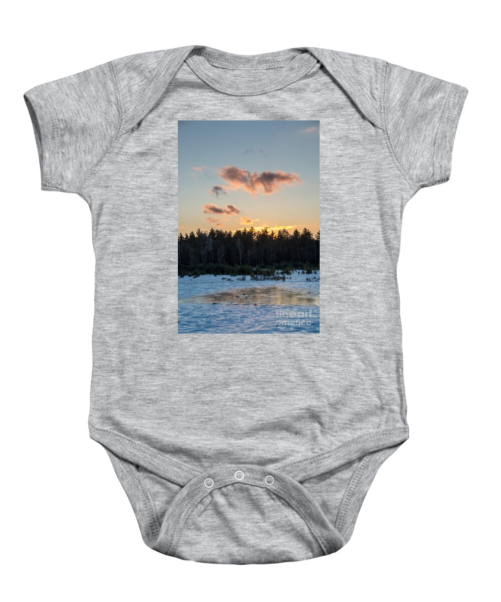 Pink Baby Onesie featuring the photograph Cold Winter Sunset by Cheryl Baxter